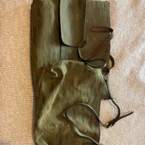 3 Piece Matching Olive Green Purse Set
